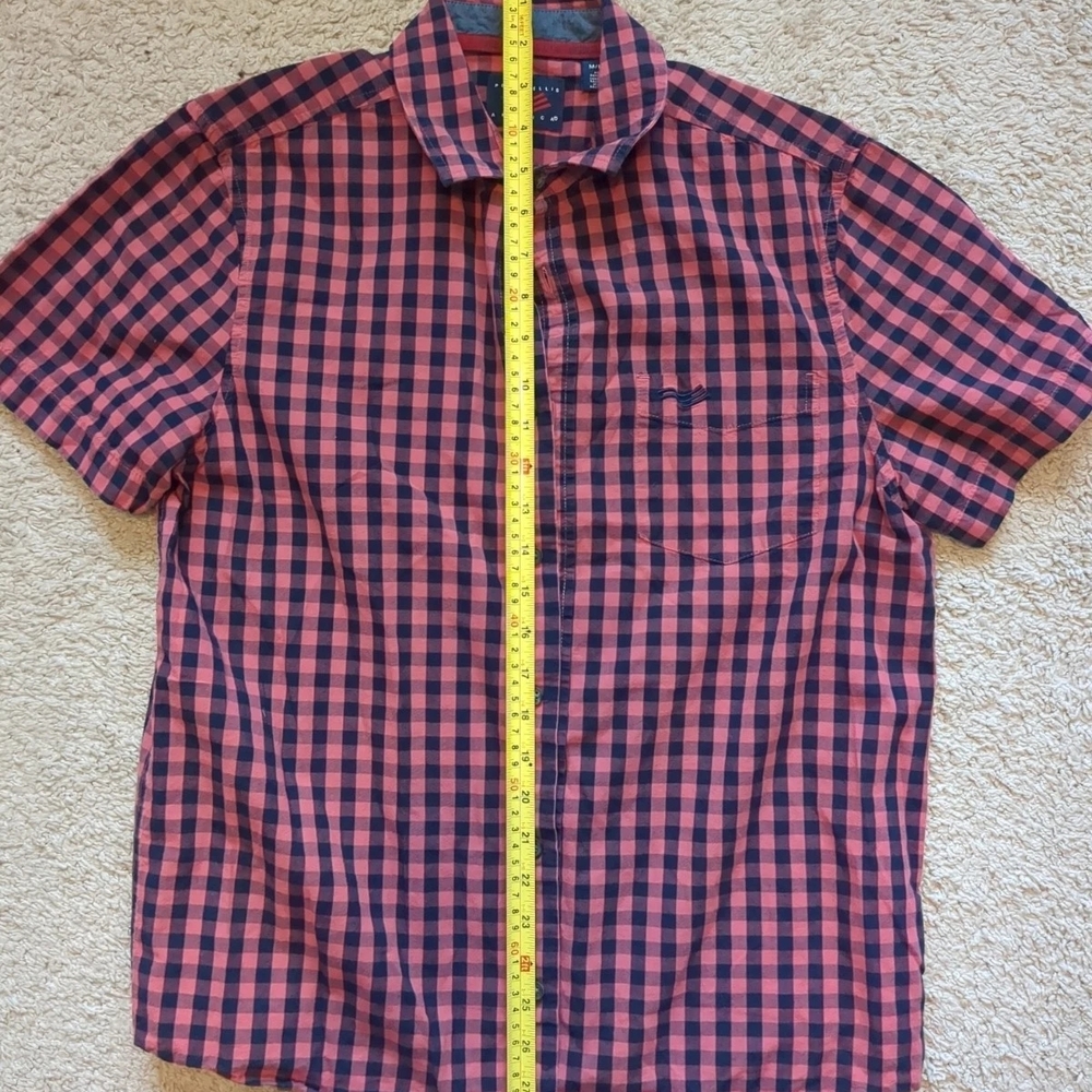 Perry Ellis Red and Navy Check Button-Down Shirt - Picture 5 of 5